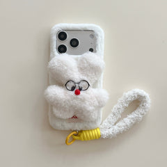 Rabbit fur glasses and rabbit phone case