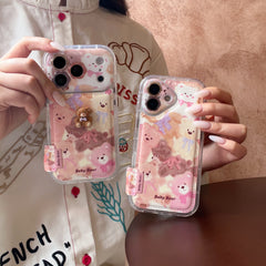 Oil painting graffiti 3D bear and flower phone case