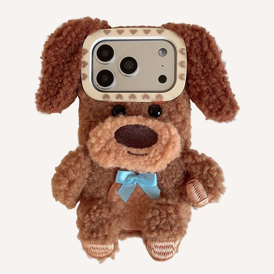 Brown plush puppy iPhone case