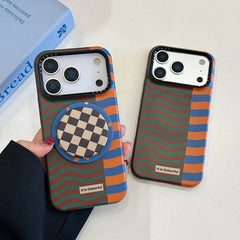Brown, orange and blue wavy magnetic film phone case