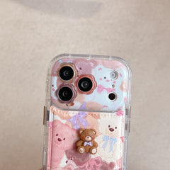 Oil painting graffiti 3D bear and flower phone case