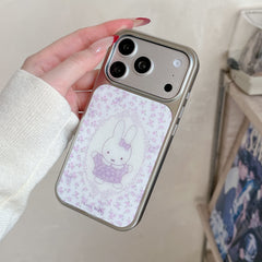 Aesthetic Purple Miffy Floral Case: Shockproof Protective Series for iPhone 13-17 Series | Classic Bunny Flower Design