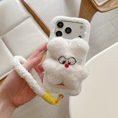 Rabbit fur glasses and rabbit phone case