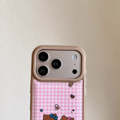 Pink checkered Kitty phone case for iPhone 17