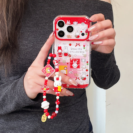 Strawberry Miffy Phone Case for iPhone 13-17 Pro Max