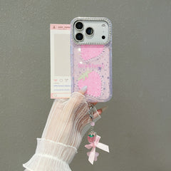 Blue light epoxy diamond colored strawberry phone case