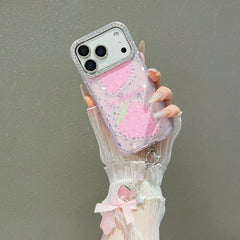 Blue light epoxy diamond colored strawberry phone case