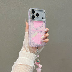 Blue light epoxy diamond colored strawberry phone case