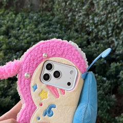 Plush butterfly flip-cover mirror phone case for Apple phones