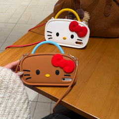 Kitty double-strap cross-body silicone phone case for Apple phones