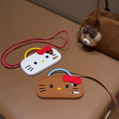 Kitty double-strap cross-body silicone phone case for Apple phones