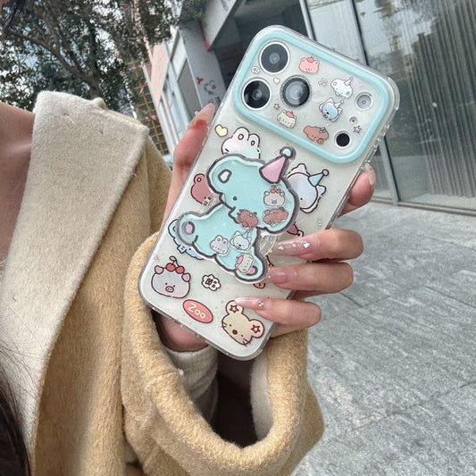 "Floating Friends" Case - 3D Animal Design with Shaker Ring Holder for iPhone 17/16/15 Pro Max | Whimsical Interactive Tech Accessory