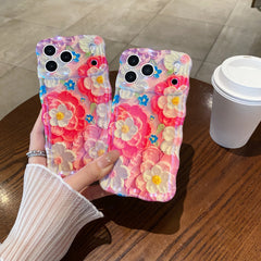 Oil painting red flower phone case
