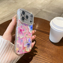 Oil painting rhinestone flower phone case