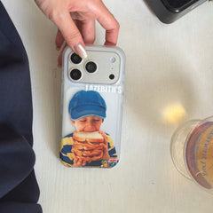 Vintage Retro Boy Eating Sandwich Clear iPhone Case with Impact Bumper