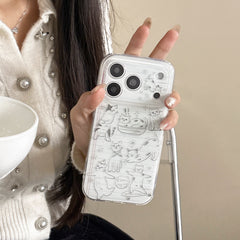 Hand-Drawn Minimalist Cat Case: Aesthetic Line Art Series for iPhone 13-17 Pro Max | Protective Slim Fit Cover
