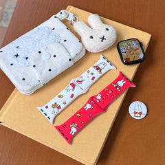 Two-tone silicone Miffy Apple watch band