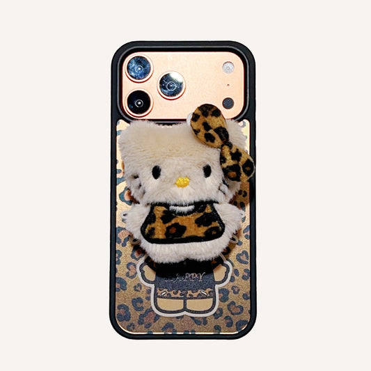 Leopard print Hello Kitty magnetic phone case for iPhone 17