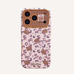 Pink leopard print brown kitty large window phone case
