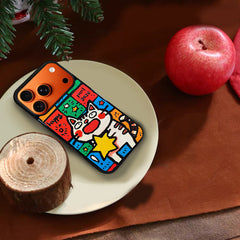 3D Embossed Big-Eye Cat Holding Star Phone Case for iPhone 13-17 Pro Max