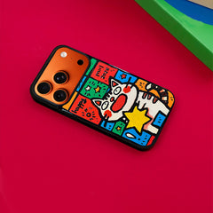 3D Embossed Big-Eye Cat Holding Star Phone Case for iPhone 13-17 Pro Max