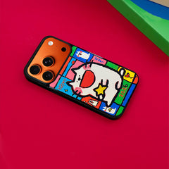 3D Embossed Small-Eye Cat Holding Star Phone Case for iPhone 13-17 Pro Max