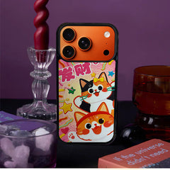 3D Embossed Lucky Orange & Calico Cat Phone Case for iPhone 13-17 Pro Max