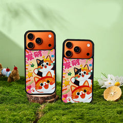 3D Embossed Lucky Orange & Calico Cat Phone Case for iPhone 13-17 Pro Max