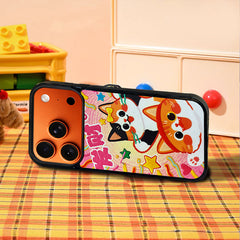 3D Embossed Lucky Orange & Calico Cat Phone Case for iPhone 13-17 Pro Max