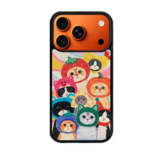 3D Embossed Cat Family Portrait Phone Case for iPhone 13-17 Pro Max