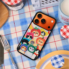 3D Embossed Cat Family Portrait Phone Case for iPhone 13-17 Pro Max