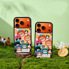 3D Embossed Cat Family Portrait Phone Case for iPhone 13-17 Pro Max