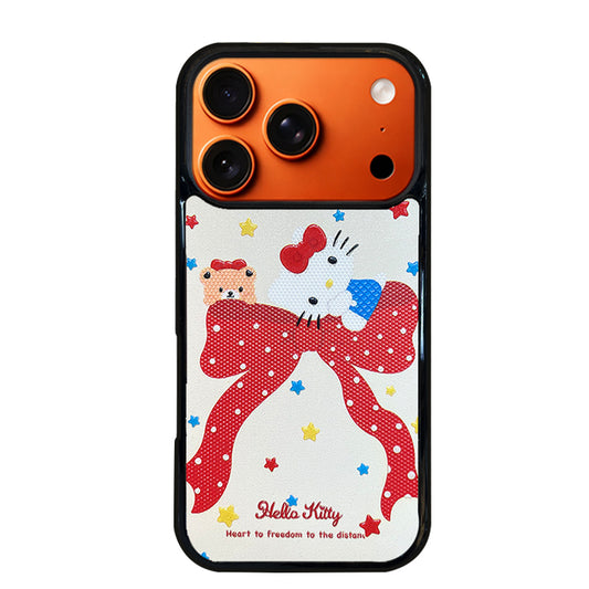 3D Embossed Hello Kitty Bow Phone Case for iPhone 13-17 Pro Max
