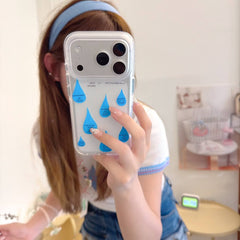 Cute blue raindrop clear iPhone case lifestyle photo