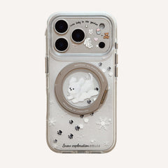 Winter Snowflake Black Cat and White Dog Phone Case