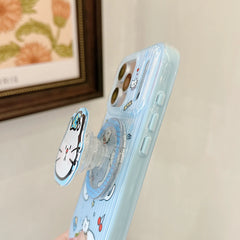 Side view of an iPhone case with an expandable cat grip.