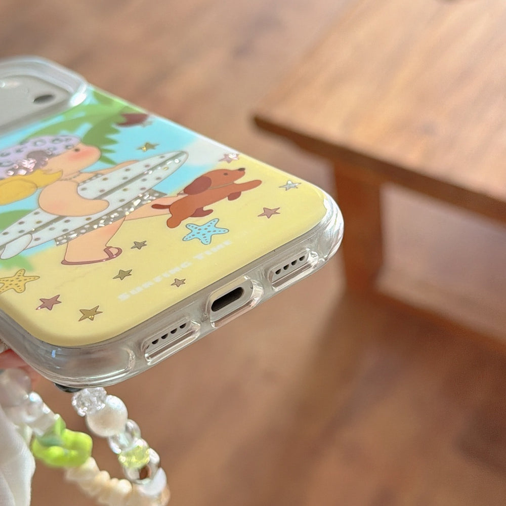 Island surf girl iPhone case white background front