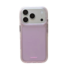 Pastel purple aesthetic phone cover featuring a protective camera module and clear edges.