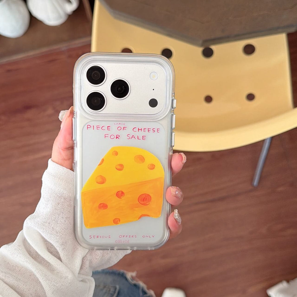Piece of Cheese For Sale clear iPhone case lifestyle photo