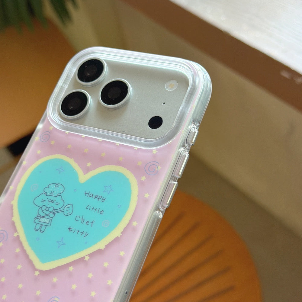 Pink chef cat iPhone case side detail