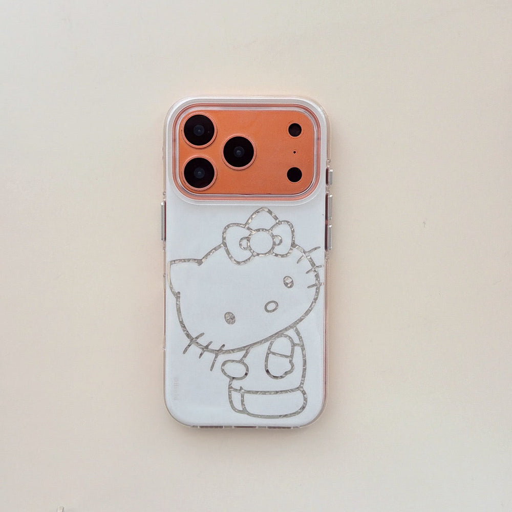 Silver line kitty iPhone case front view