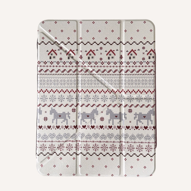 Red Fair Isle Pony iPad Protective Case