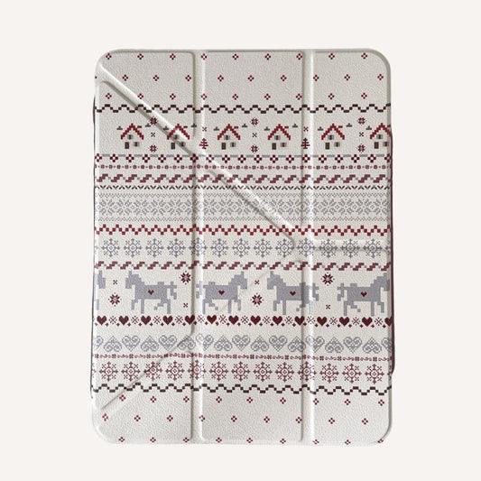 Red Fair Isle Pony iPad Protective Case