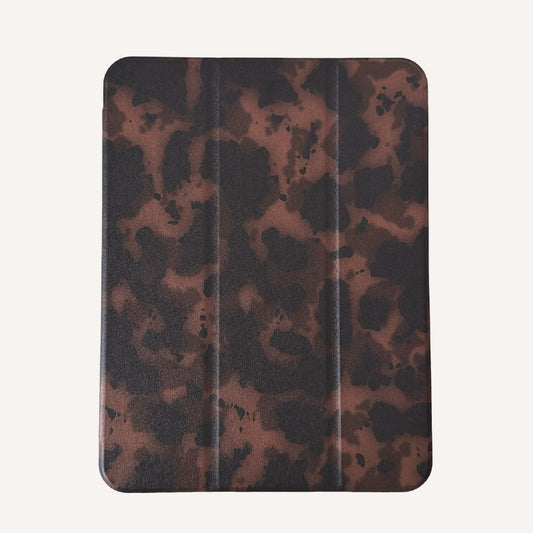 Dark Amber Tortoiseshell Tri-Fold Black Edge iPad Protective Case
