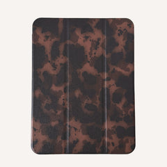Dark Amber Tortoiseshell Tri-Fold Black Edge iPad Protective Case