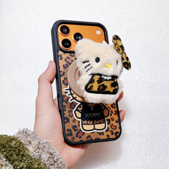 Leopard print Hello Kitty magnetic phone case for iPhone 17
