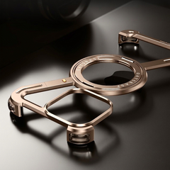 Minimalist Phone Case Compatible with iPhone 17 Pro , 360° Rotation Kickstand Aluminum Metal Frameless Design Bumper Z Case, Protective Shock Grade Shell