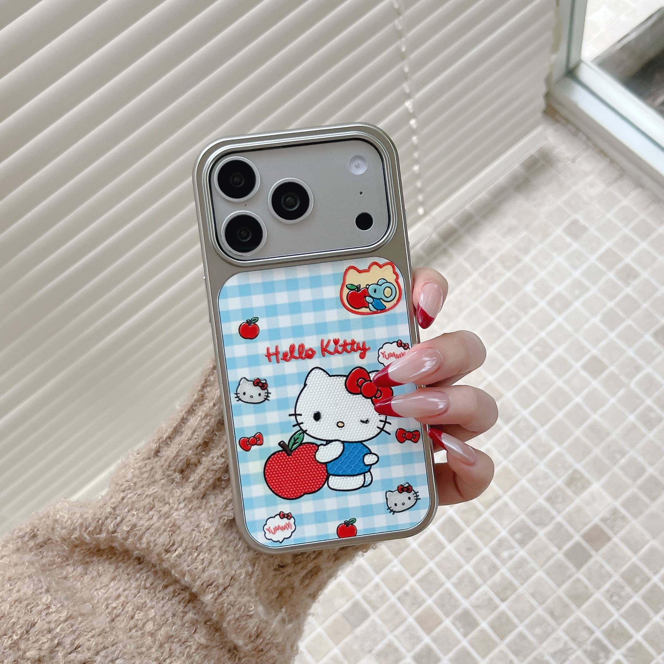 Retro Plaid Kitty Case: Slim Shockproof Protective Series for iPhone 13-17 Series | Aesthetic Checkered Pattern