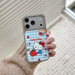 Retro Plaid Kitty Case: Slim Shockproof Protective Series for iPhone 13-17 Series | Aesthetic Checkered Pattern