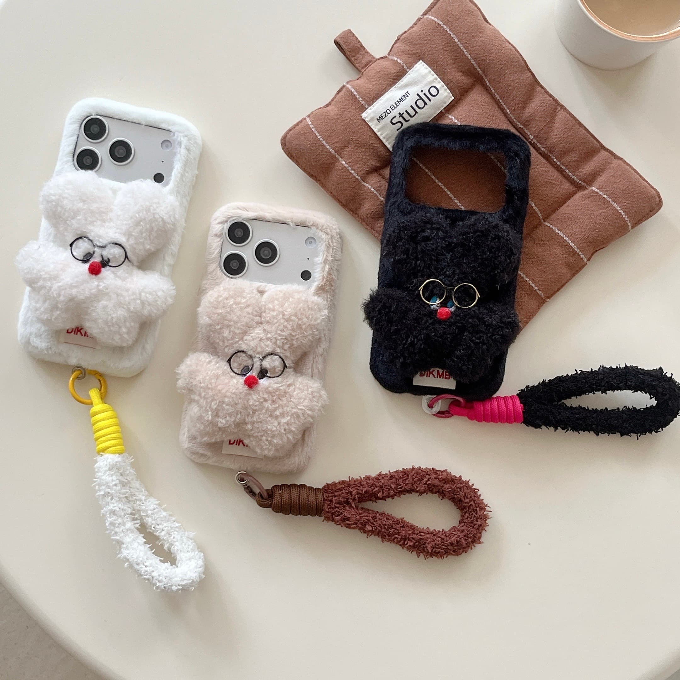 Rabbit fur glasses and rabbit phone case